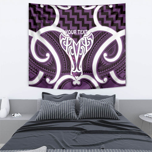 Aotearoa Atua Tangaroa Personalised Tapestry God Of The Sea Maori Whale Tail Purple