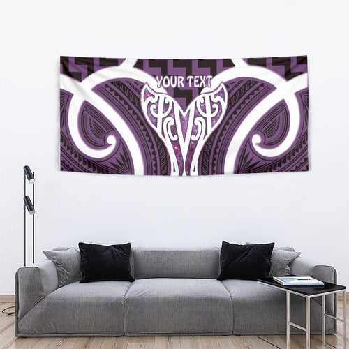 Aotearoa Atua Tangaroa Personalised Tapestry God Of The Sea Maori Whale Tail Purple