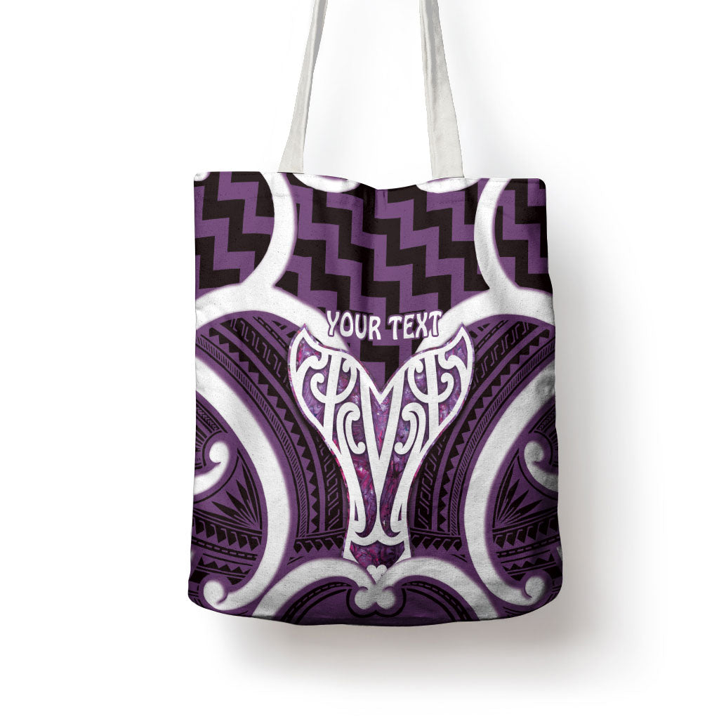 Aotearoa Atua Tangaroa Personalised Tote Bag God Of The Sea Maori Whale Tail Purple