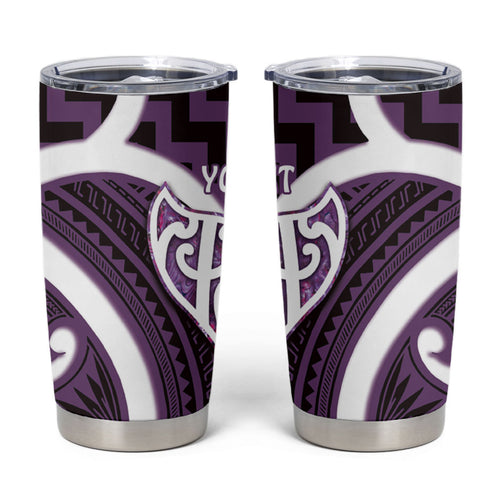 Aotearoa Atua Tangaroa Personalised Tumbler Cup God Of The Sea Maori Whale Tail Purple