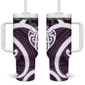 Aotearoa Atua Tangaroa Personalised Tumbler With Handle God Of The Sea Maori Whale Tail Purple