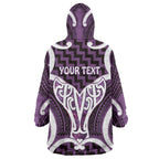 Aotearoa Atua Tangaroa Personalised Wearable Blanket Hoodie God Of The Sea Maori Whale Tail Purple