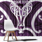 Aotearoa Atua Tangaroa Personalised Window Curtain God Of The Sea Maori Whale Tail Purple