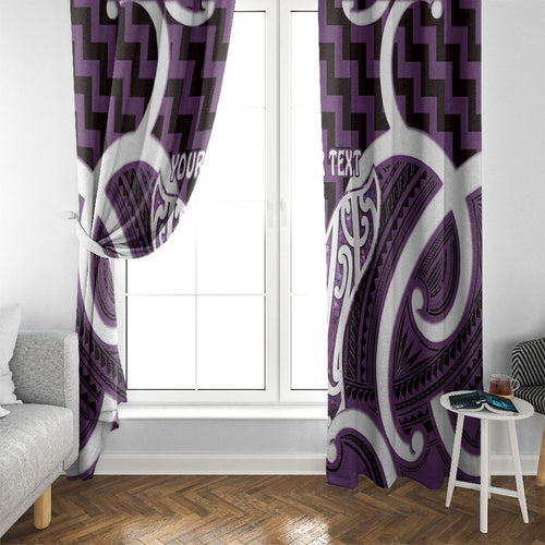 Aotearoa Atua Tangaroa Personalised Window Curtain God Of The Sea Maori Whale Tail Purple