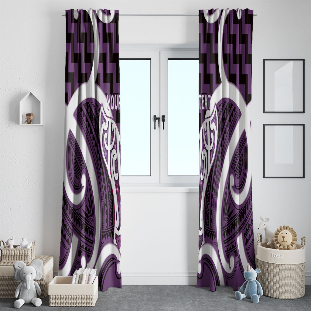 Aotearoa Atua Tangaroa Personalised Window Curtain God Of The Sea Maori Whale Tail Purple