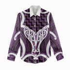 Aotearoa Atua Tangaroa Personalised Women Casual Shirt God Of The Sea Maori Whale Tail Purple