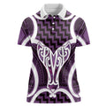 Aotearoa Atua Tangaroa Personalised Women Polo Shirt God Of The Sea Maori Whale Tail Purple