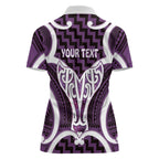 Aotearoa Atua Tangaroa Personalised Women Polo Shirt God Of The Sea Maori Whale Tail Purple