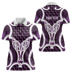Aotearoa Atua Tangaroa Personalised Women Polo Shirt God Of The Sea Maori Whale Tail Purple
