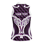 Aotearoa Atua Tangaroa Personalised Women Sleeveless Polo Shirt God Of The Sea Maori Whale Tail Purple