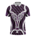 Aotearoa Atua Tangaroa Personalised Zipper Polo Shirt God Of The Sea Maori Whale Tail Purple