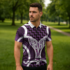 Aotearoa Atua Tangaroa Personalised Zipper Polo Shirt God Of The Sea Maori Whale Tail Purple