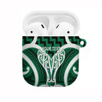 Aotearoa Atua Tangaroa Personalised AirPods Case God Of The Sea Maori Whale Tail Green