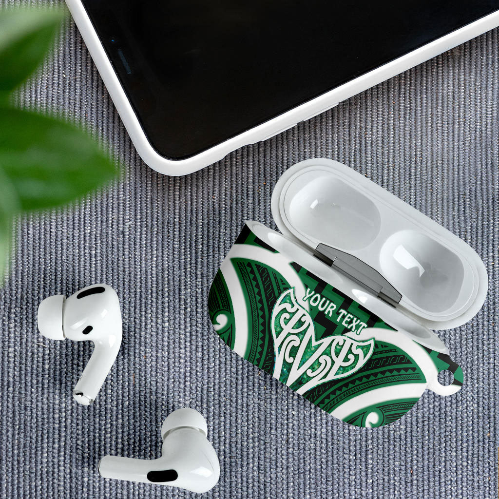 Aotearoa Atua Tangaroa Personalised AirPods Case God Of The Sea Maori Whale Tail Green