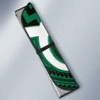 Aotearoa Atua Tangaroa Personalised Auto Sun Shade God Of The Sea Maori Whale Tail Green