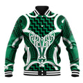 Aotearoa Atua Tangaroa Personalised Baseball Jacket God Of The Sea Maori Whale Tail Green