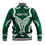 Aotearoa Atua Tangaroa Personalised Baseball Jacket God Of The Sea Maori Whale Tail Green