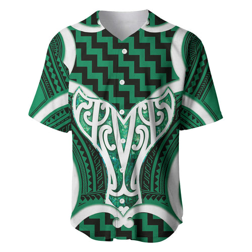 Aotearoa Atua Tangaroa Personalised Baseball Jersey God Of The Sea Maori Whale Tail Green