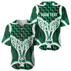 Aotearoa Atua Tangaroa Personalised Baseball Jersey God Of The Sea Maori Whale Tail Green