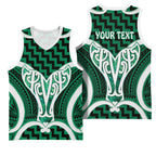 Aotearoa Atua Tangaroa Personalised Basketball Jersey God Of The Sea Maori Whale Tail Green