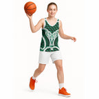 Aotearoa Atua Tangaroa Personalised Basketball Jersey God Of The Sea Maori Whale Tail Green