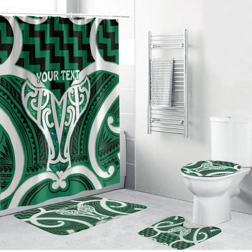 Aotearoa Atua Tangaroa Personalised Bathroom Set God Of The Sea Maori Whale Tail Green