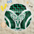 Aotearoa Atua Tangaroa Personalised Beach Blanket God Of The Sea Maori Whale Tail Green
