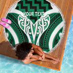 Aotearoa Atua Tangaroa Personalised Beach Blanket God Of The Sea Maori Whale Tail Green