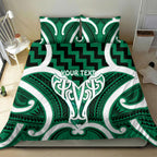 Aotearoa Atua Tangaroa Personalised Bedding Set God Of The Sea Maori Whale Tail Green