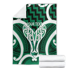 Aotearoa Atua Tangaroa Personalised Blanket God Of The Sea Maori Whale Tail Green