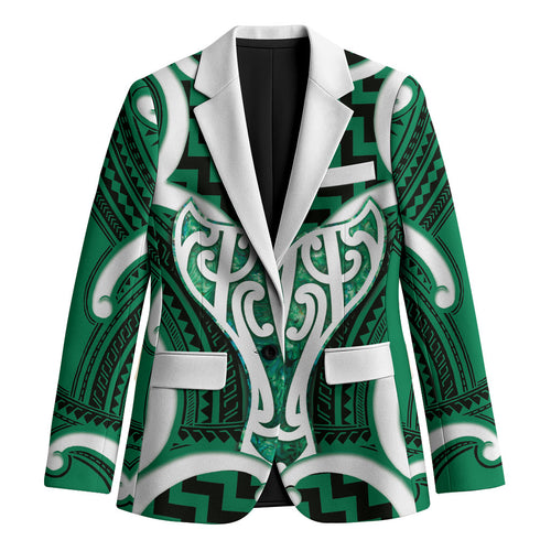 Aotearoa Atua Tangaroa Personalised Blazer God Of The Sea Maori Whale Tail Green