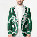 Aotearoa Atua Tangaroa Personalised Blazer God Of The Sea Maori Whale Tail Green