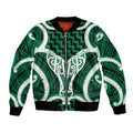 Aotearoa Atua Tangaroa Personalised Bomber Jacket God Of The Sea Maori Whale Tail Green