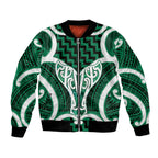 Aotearoa Atua Tangaroa Personalised Bomber Jacket God Of The Sea Maori Whale Tail Green