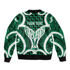 Aotearoa Atua Tangaroa Personalised Bomber Jacket God Of The Sea Maori Whale Tail Green
