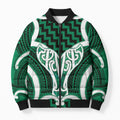 Aotearoa Atua Tangaroa Personalised Bomber Puffer Jacket God Of The Sea Maori Whale Tail Green