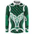 Aotearoa Atua Tangaroa Personalised Button Sweatshirt God Of The Sea Maori Whale Tail Green