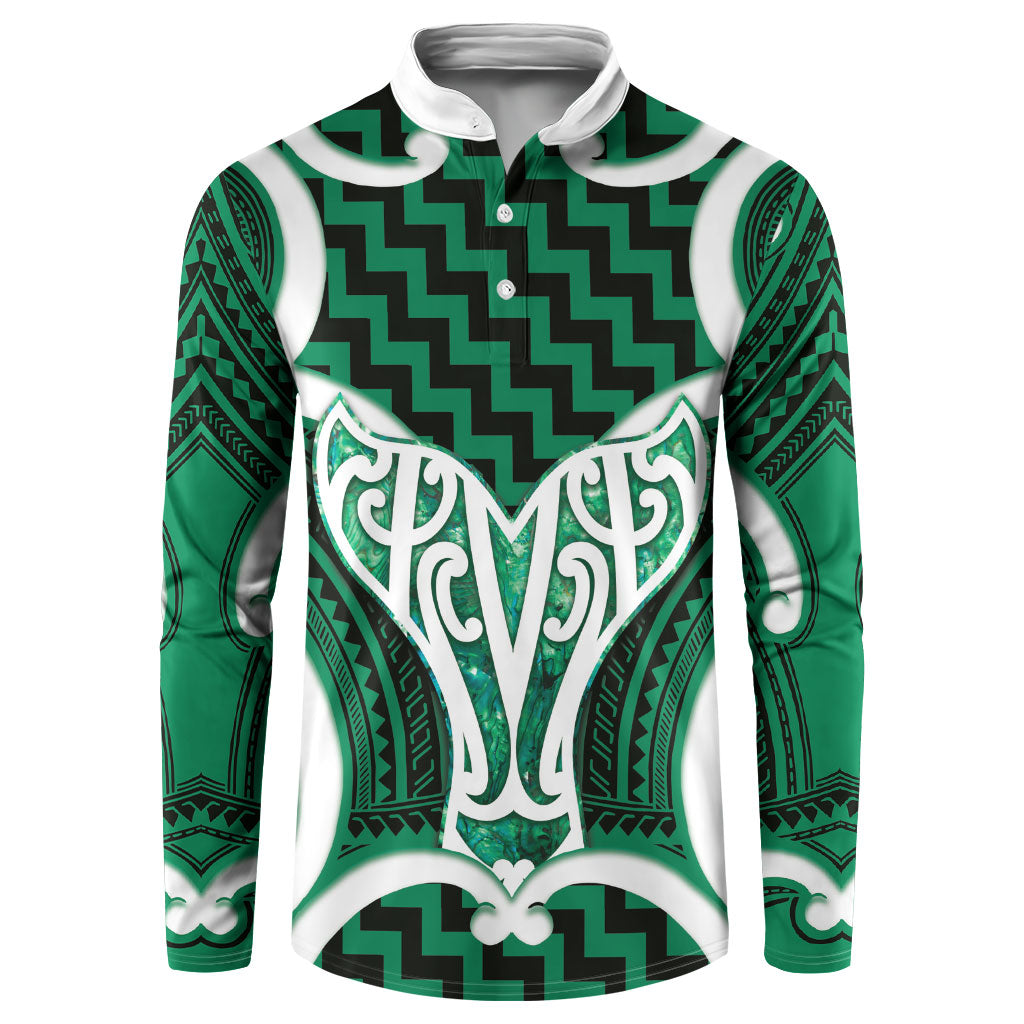 Aotearoa Atua Tangaroa Personalised Button Sweatshirt God Of The Sea Maori Whale Tail Green