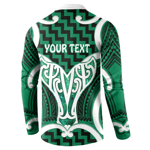 Aotearoa Atua Tangaroa Personalised Button Sweatshirt God Of The Sea Maori Whale Tail Green