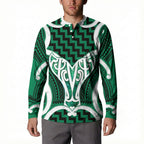 Aotearoa Atua Tangaroa Personalised Button Sweatshirt God Of The Sea Maori Whale Tail Green