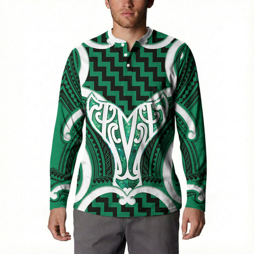 Aotearoa Atua Tangaroa Personalised Button Sweatshirt God Of The Sea Maori Whale Tail Green