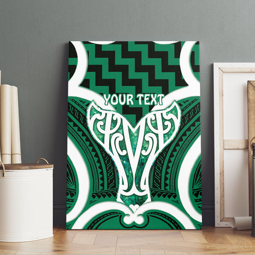 Aotearoa Atua Tangaroa Personalised Canvas Wall Art God Of The Sea Maori Whale Tail Green