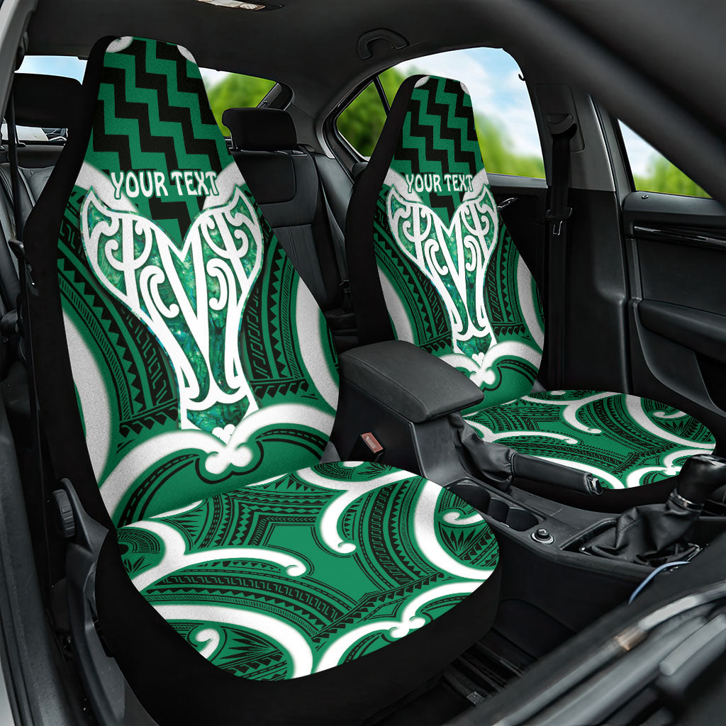 Aotearoa Atua Tangaroa Personalised Car Seat Cover God Of The Sea Maori Whale Tail Green