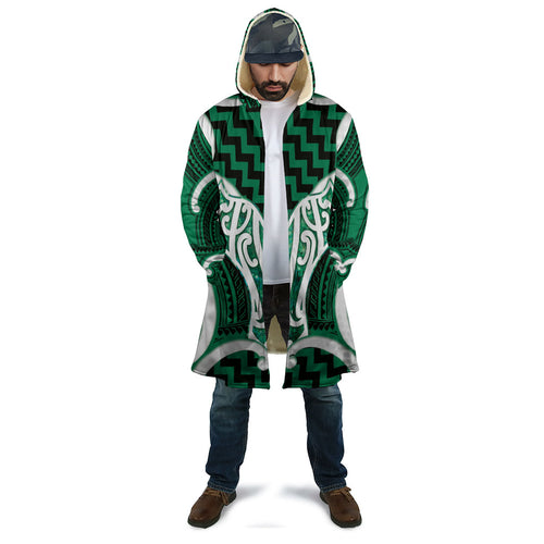 Aotearoa Atua Tangaroa Personalised Cloak God Of The Sea Maori Whale Tail Green