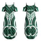 Aotearoa Atua Tangaroa Personalised Couples Matching Summer Maxi Dress and Hawaiian Shirt God Of The Sea Maori Whale Tail Green