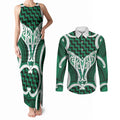 Aotearoa Atua Tangaroa Personalised Couples Matching Tank Maxi Dress and Long Sleeve Button Shirt God Of The Sea Maori Whale Tail Green