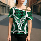 Aotearoa Atua Tangaroa Personalised Cross Shoulder Shirt God Of The Sea Maori Whale Tail Green