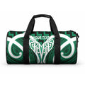 Aotearoa Atua Tangaroa Personalised Duffle Bag God Of The Sea Maori Whale Tail Green