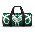 Aotearoa Atua Tangaroa Personalised Duffle Bag God Of The Sea Maori Whale Tail Green