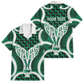 Aotearoa Atua Tangaroa Personalised Family Matching Off Shoulder Maxi Dress and Hawaiian Shirt God Of The Sea Maori Whale Tail Green